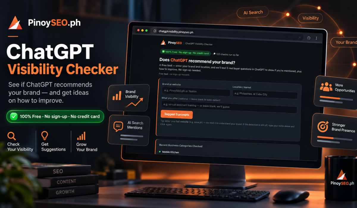 PinoySEO ChatGPT Visibility Checker tool interface